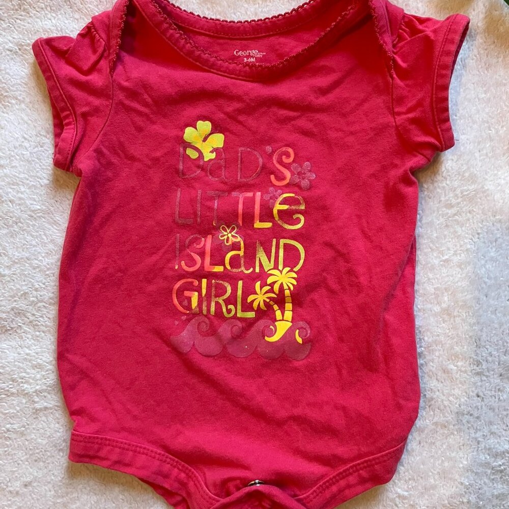 George Dad’s Little Island Girl Bodysuit 3-6M Pink